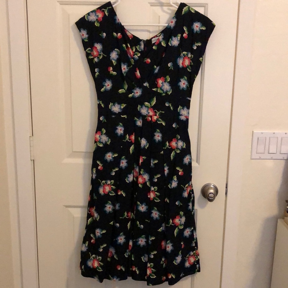 Emily & Fin 1950s style black floral swing dress